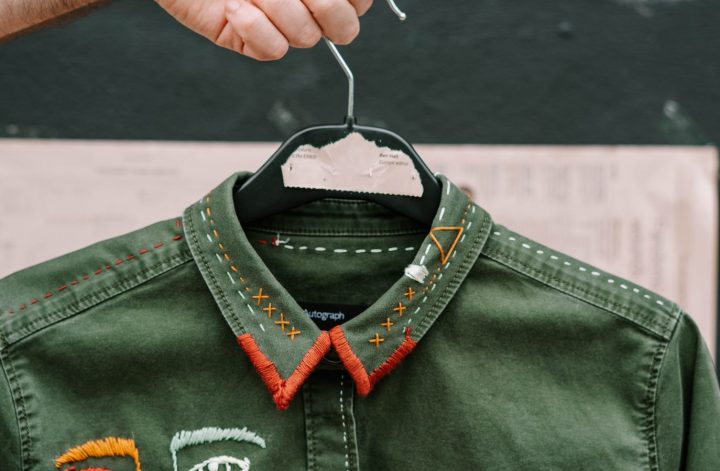 embroidered dark green shirt