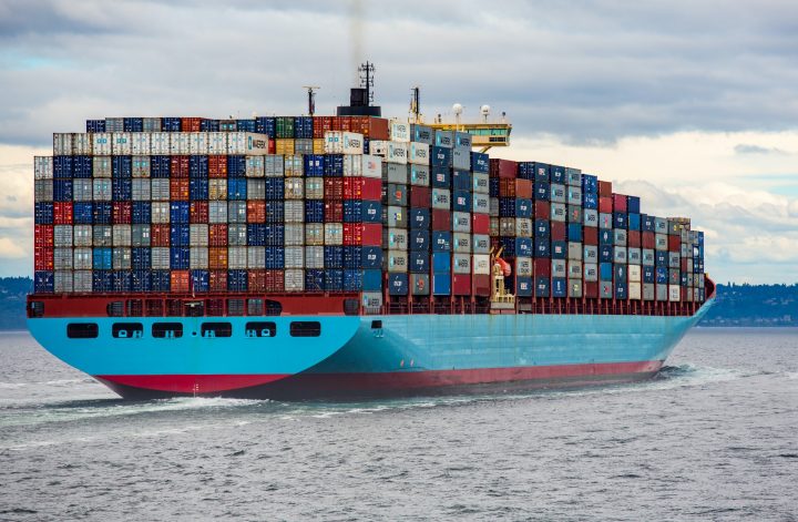 marine cargo ship on the sea
